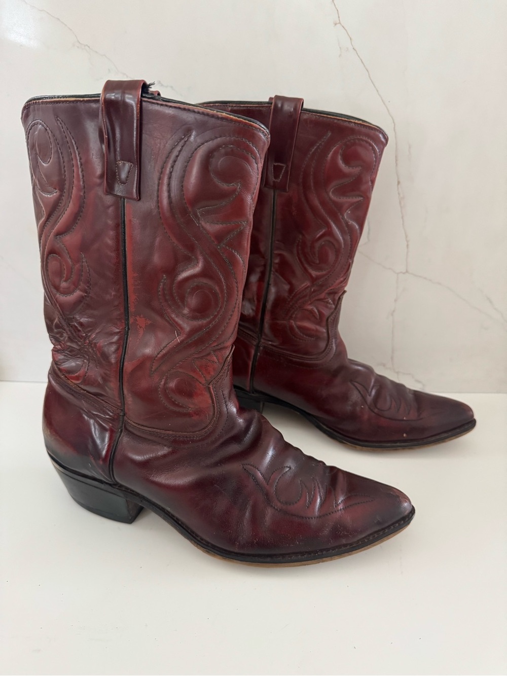 Vintage Acme Brown Red Leather Inlay Heritage Cowboy Western Boots Size 12D USA